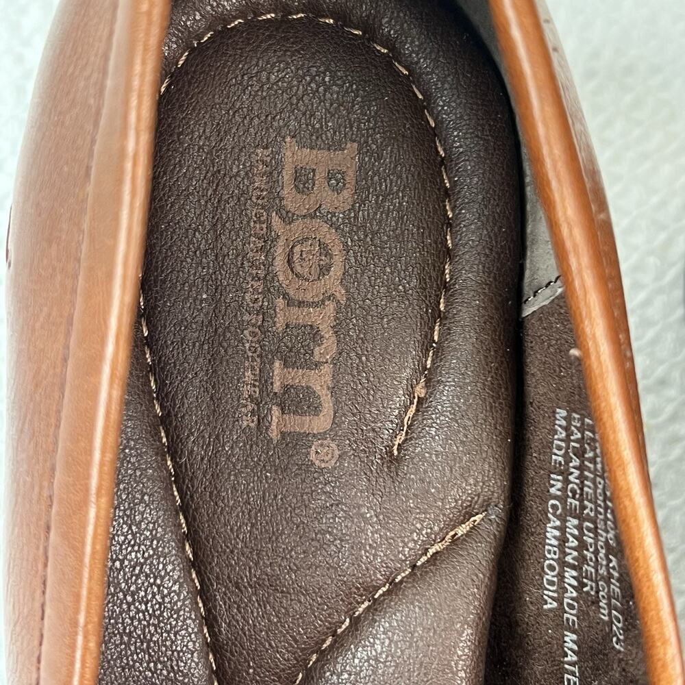 NWB Born Khelda Leather Penny Loafer Block Heel Cognac Women’s 8.5M New with Box - Picture 7 of 13